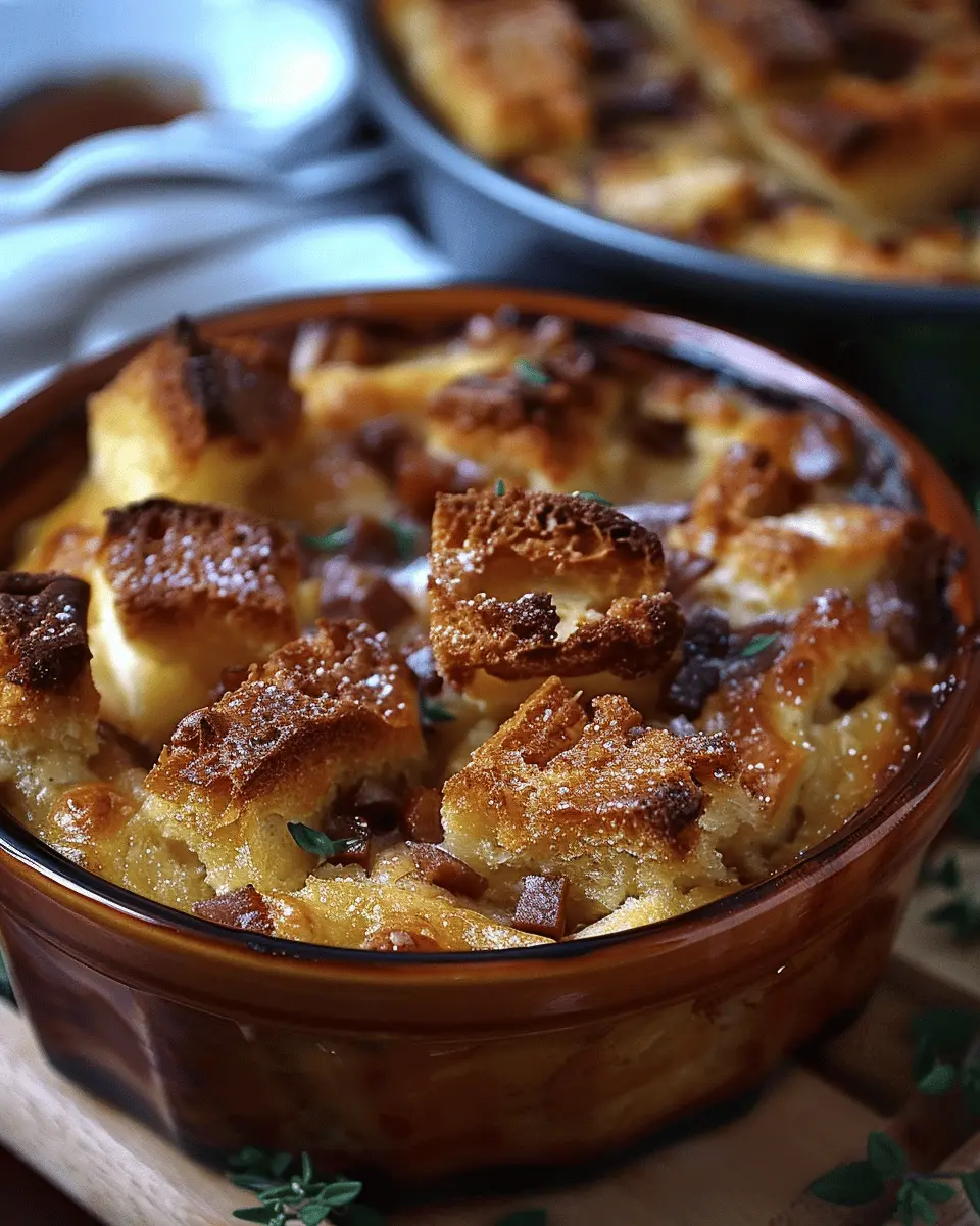Bread Pudding Bliss: Indulgent Recipe with Turkey Bacon and Chicken Ham