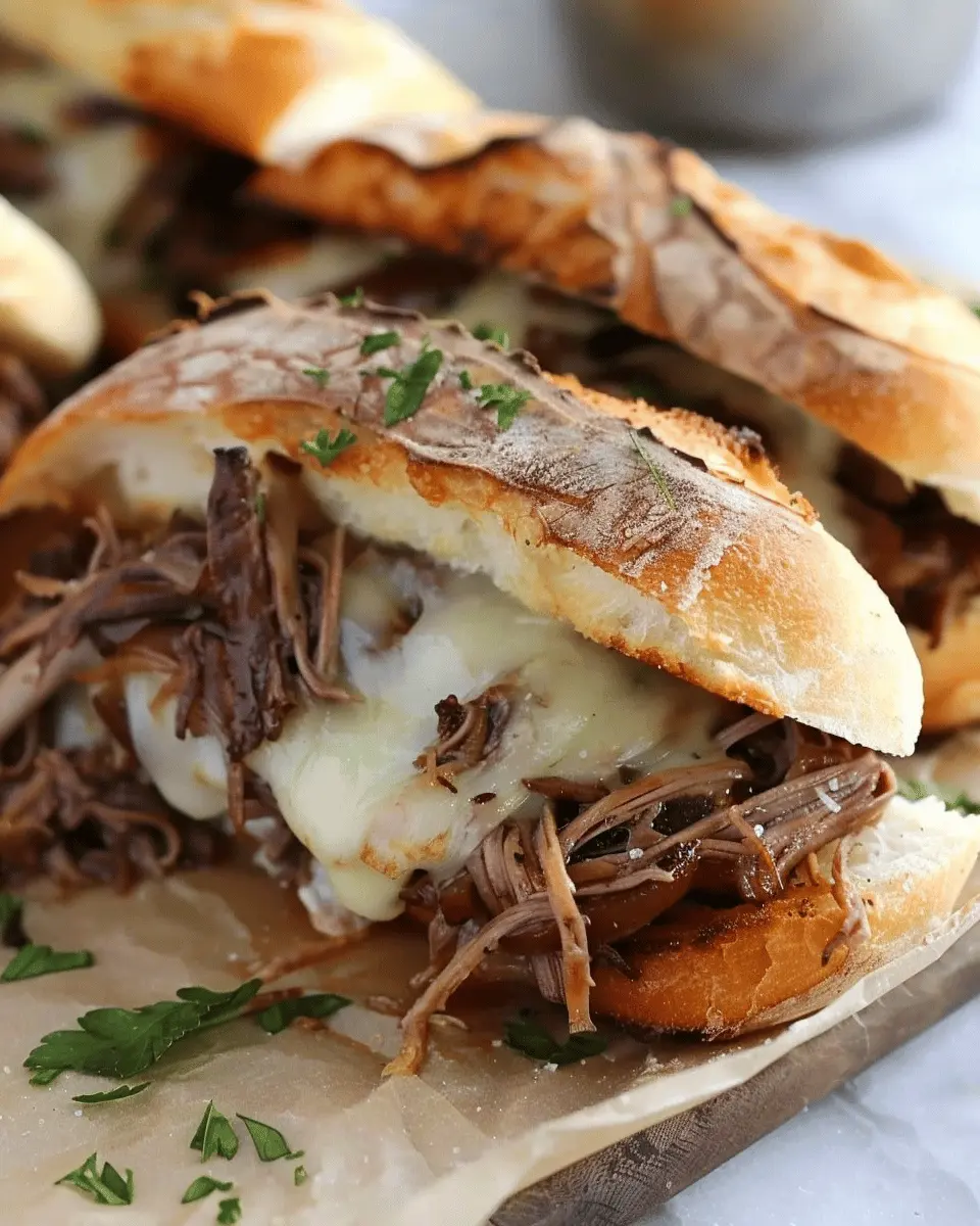 Crockpot French Dip Sandwiches with Juicy Turkey Bacon Delight