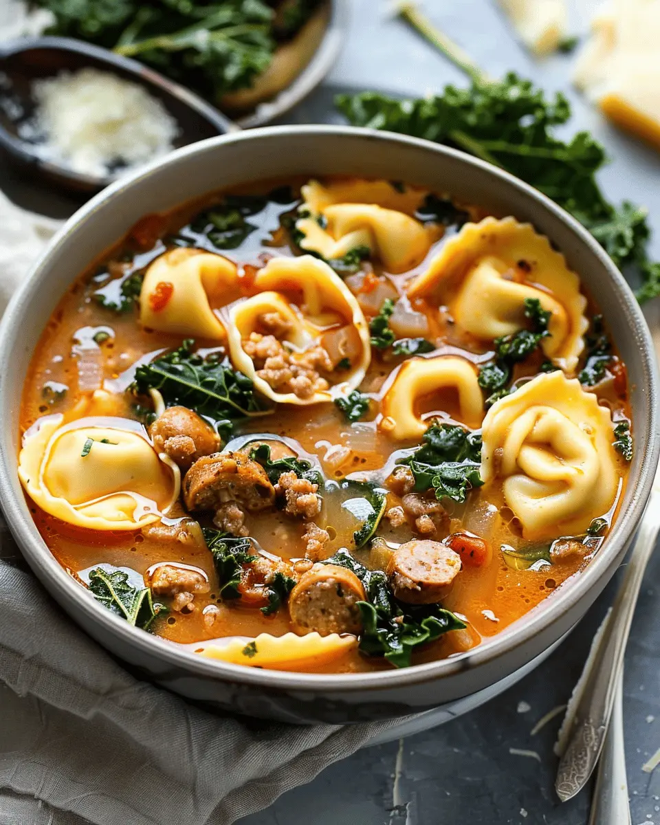 Tortellini Soup with Italian Sausage and Kale: Quick and Cozy Delight