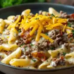 Easy Loaded Cheeseburger Alfredo Pasta Recipe