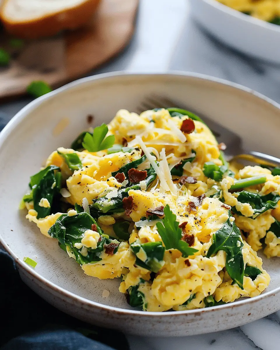 Classic Scrambled Eggs with Spinach and Cheese: Easy and Delicious