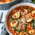 Autumn Soup - Sausage Tortellini Soup with Spinach