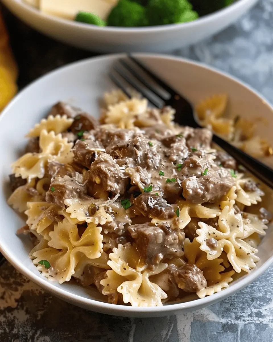 Creamy Parmesan Garlic Beef Bowtie Pasta: The Easy Comfort Dish