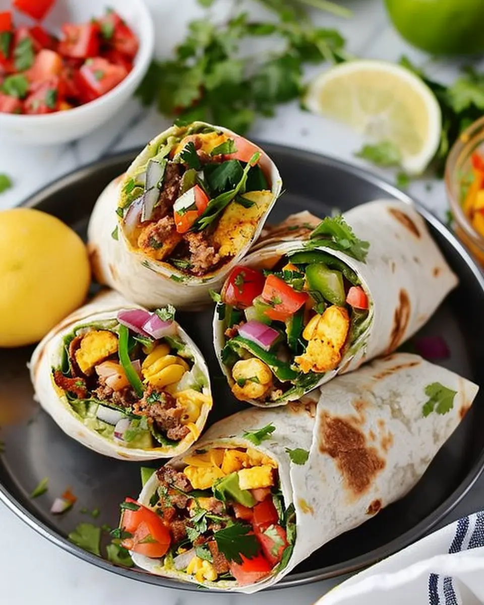 Breakfast Burrito Wraps: Easy Turkey Bacon and Chicken Ham Delight