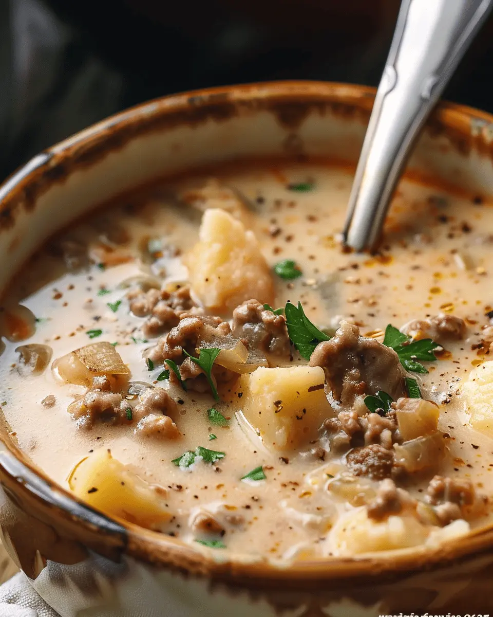 Loaded Baked Potato Hamburger Soup: A Juicy Twist with Turkey Bacon