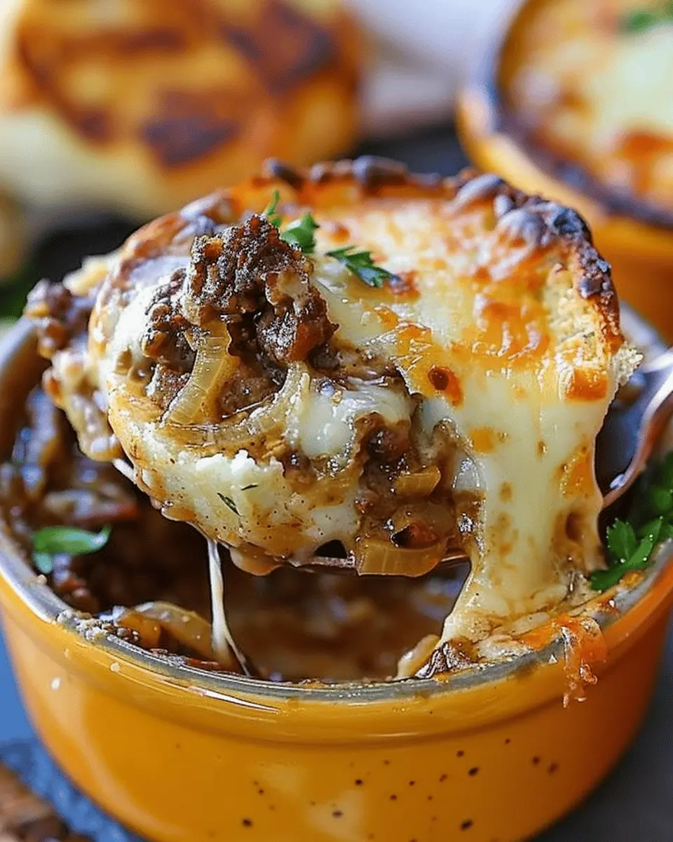 French Onion Hamburger Soup with Savory Turkey Bacon Delight