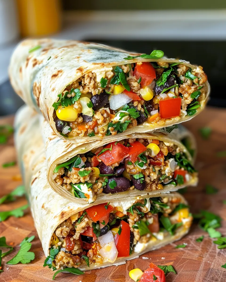 High-Protein Breakfast Burrito with Turkey Bacon and Chicken Ham