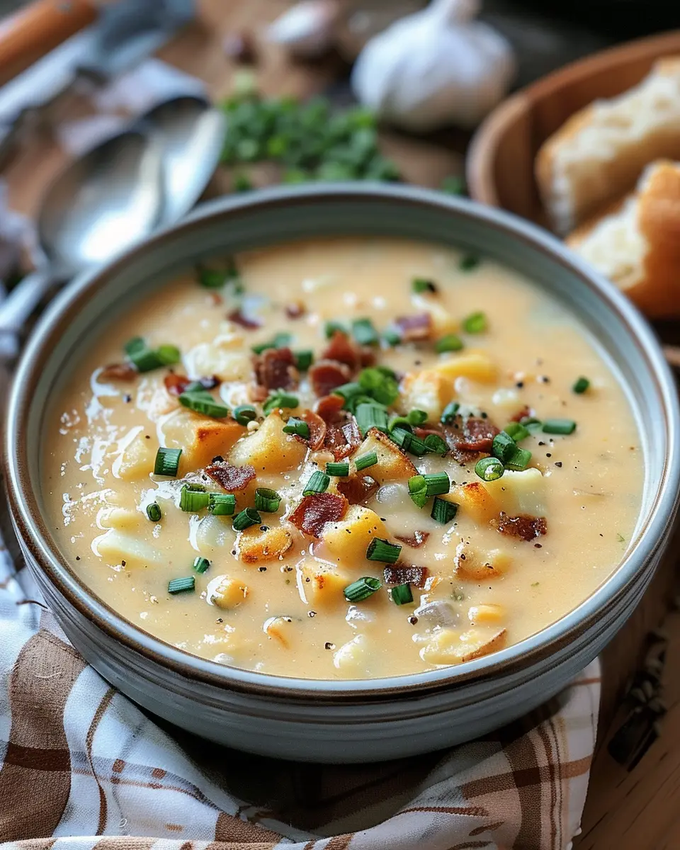 The Best Crockpot Potato Soup Recipe with Turkey Bacon Delight