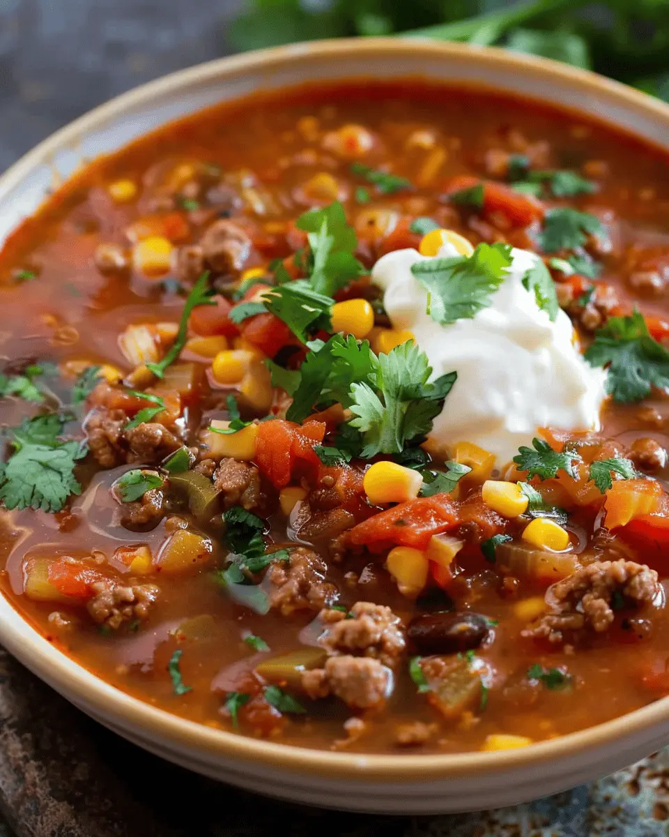 Spicy Taco Hamburger Soup: A Bold and Hearty Family Favorite