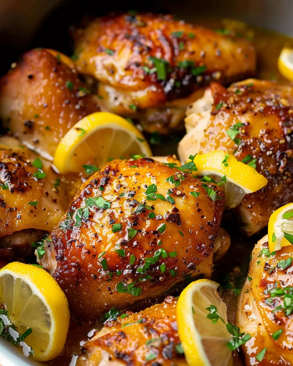 Slow Cooker Chicken Thighs with Lemon Garlic Butter for Juicy Bliss