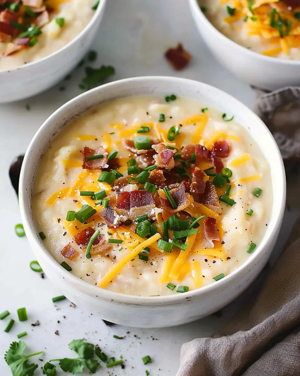 Slow Cooker Loaded Baked Potato Soup with Turkey Bacon and Chicken Ham