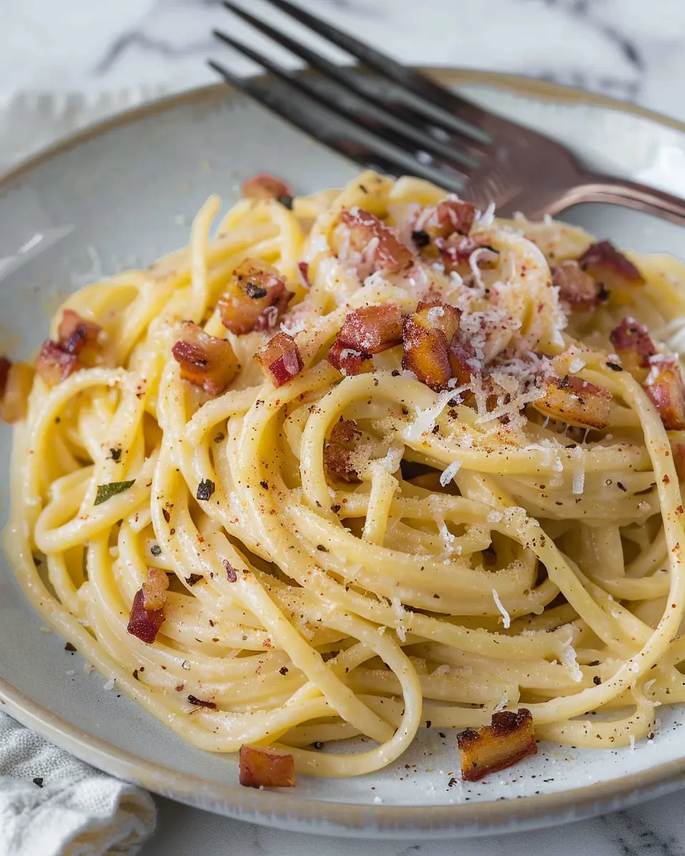 Vegan Carbonara: Indulgent Comfort with Turkey Bacon Twist