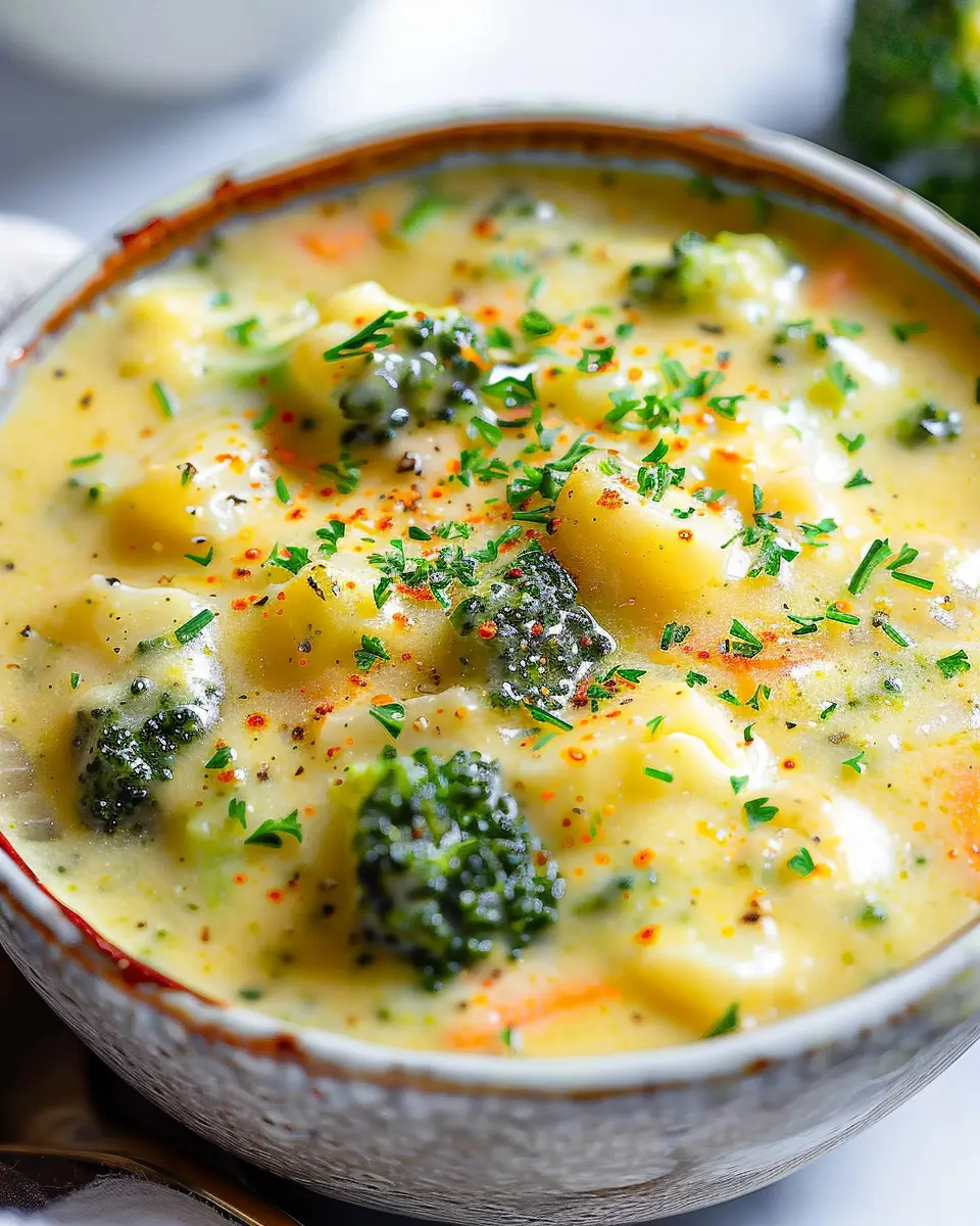 Broccoli Potato Cheese Soup: Creamy Comfort with Turkey Bacon