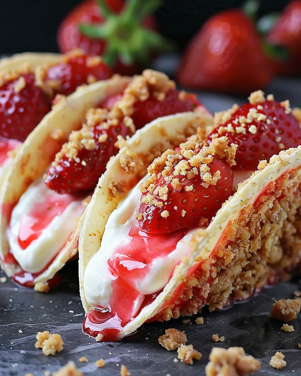 Strawberry Crunch Cheesecake Tacos: Easy &amp; Indulgent Dessert Delight