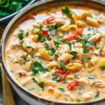 Creamy Parmesan Cajun Chicken Pasta Soup