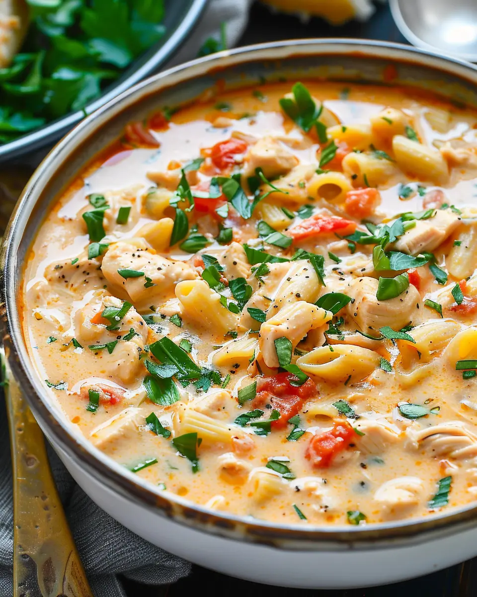 Creamy Parmesan Cajun Chicken Pasta Soup: Easy Comfort Food Delight