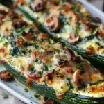 Creamy Ricotta-Stuffed Zucchini with Spinach and Mushrooms