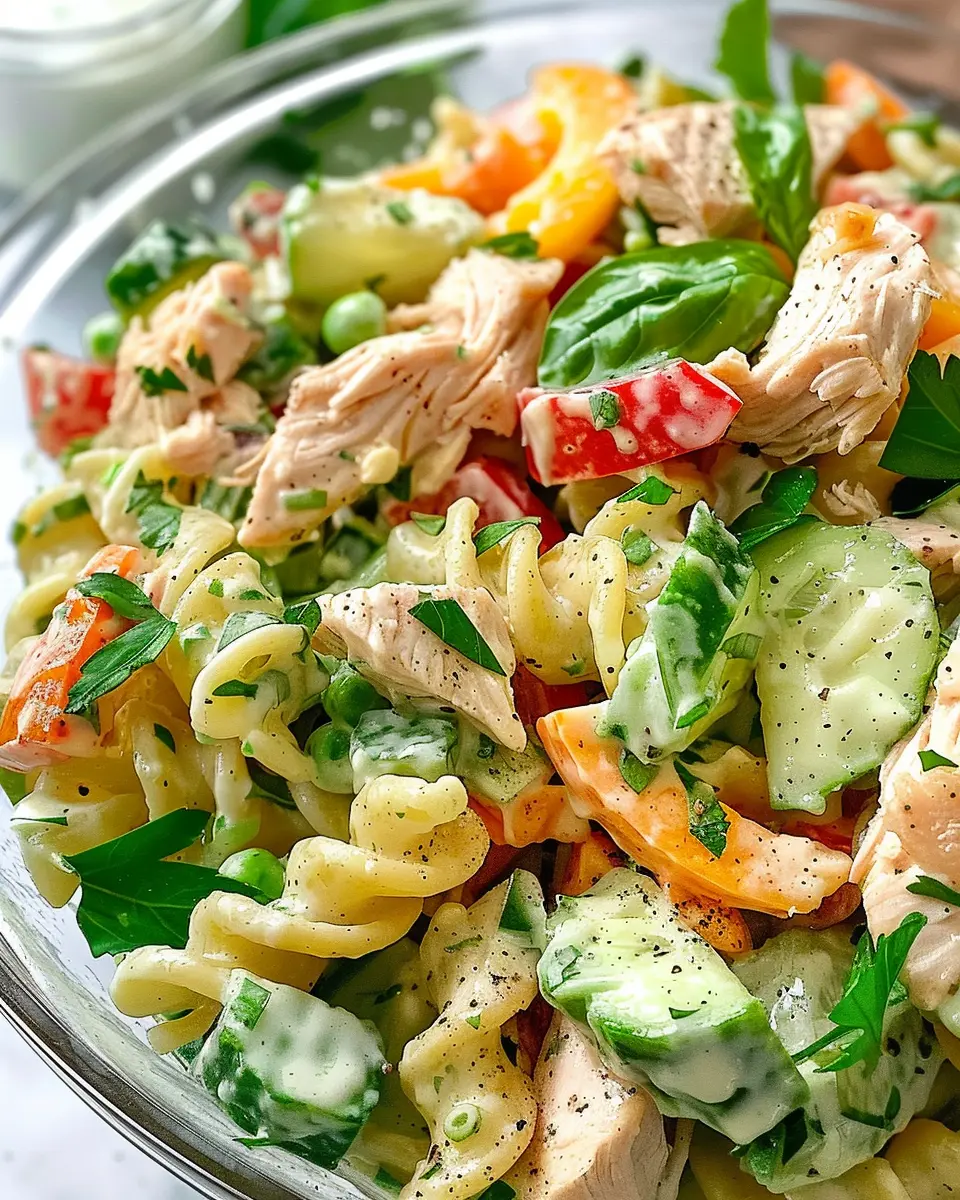 High Protein Chicken Pasta Salad With Turkey Bacon Delight