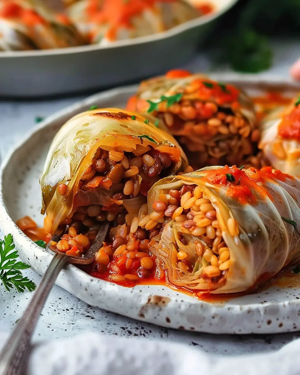 Lentil and Rice Stuffed Cabbage Rolls: Easy Comfort Food Delight
