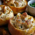 Chicken Alfredo Garlic Bread Bowls