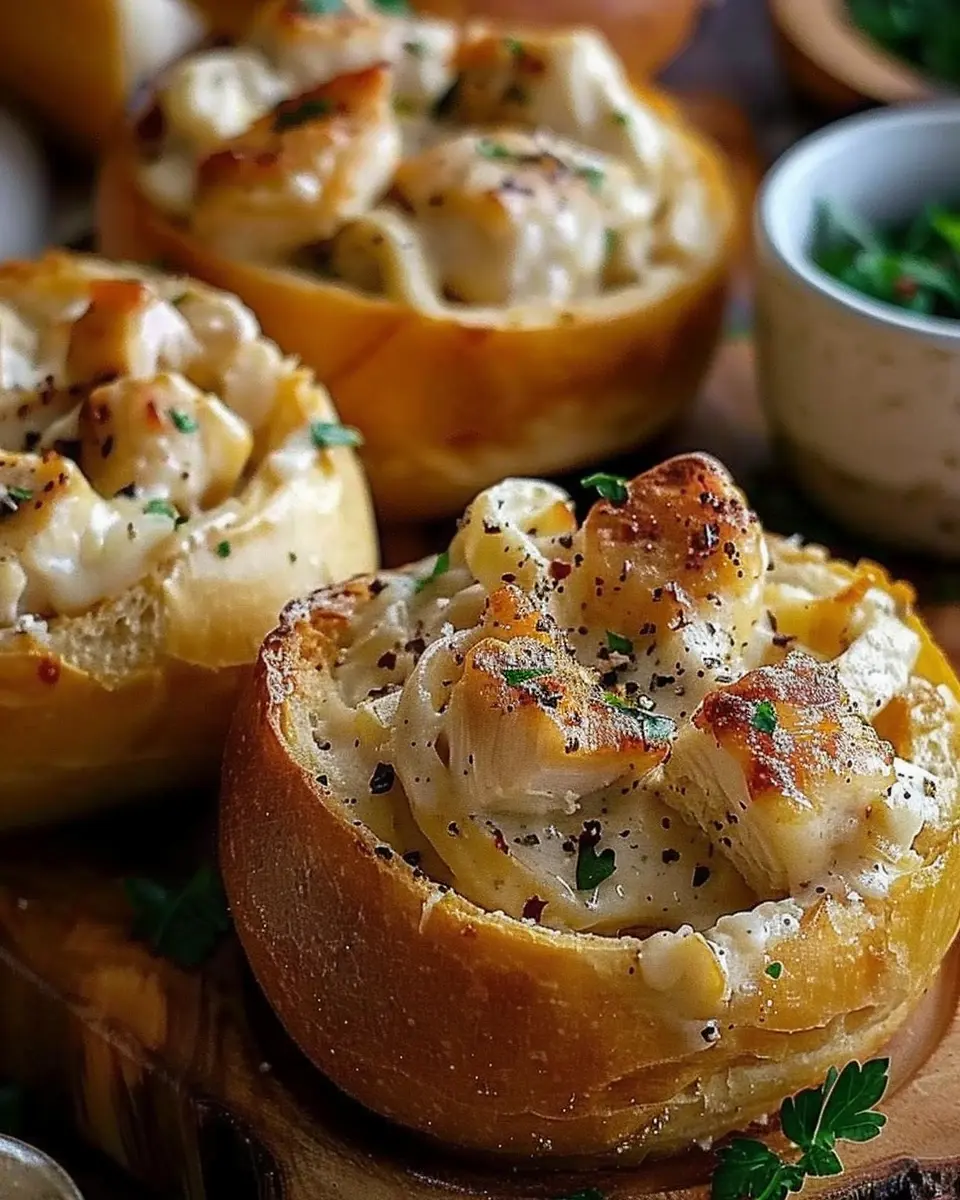 Chicken Alfredo Garlic Bread Bowls: An Indulgent Homemade Delight