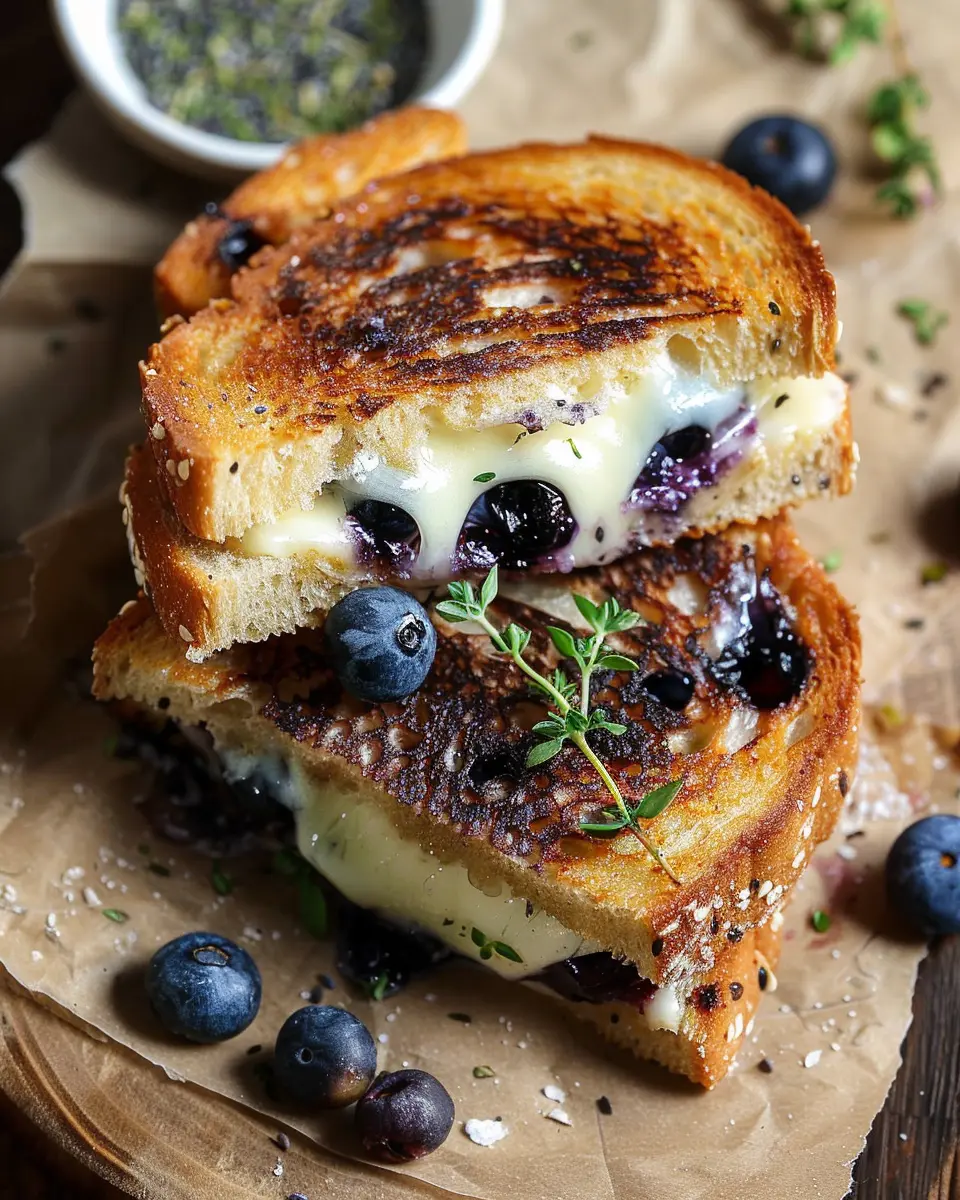 Crispy Blueberry Grilled Cheese with Turkey Bacon Delight