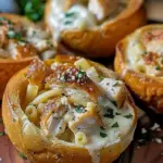 Chicken Alfredo Garlic Bread Bowls