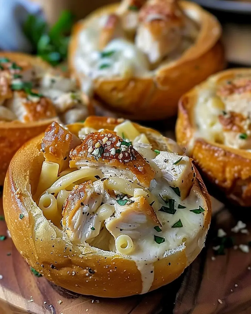 Chicken Alfredo Garlic Bread Bowls: The Best Comfort Food Delight