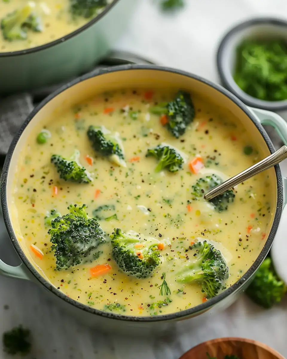 High Protein Broccoli Cheddar Soup with Turkey Bacon Delight