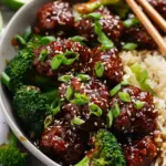 Sticky Mongolian Meatballs and Broccoli