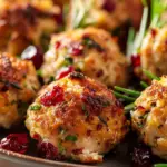 Baked Turkey & Cranberry Stuffing Meatballs