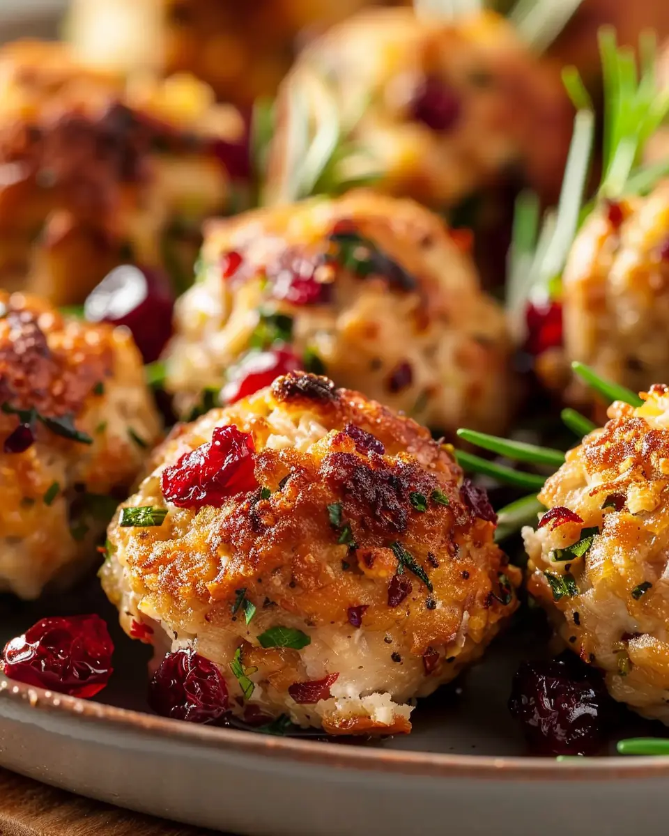 Baked Turkey Meatballs: Juicy Turkey & Cranberry Stuffing Delight