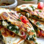 Mediterranean Quesadillas with Spinach, Feta, Mozzarella, and Red Onion