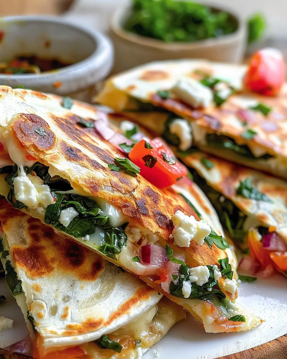 Mediterranean Quesadillas: Easy Spinach, Feta, and Mozzarella Delight