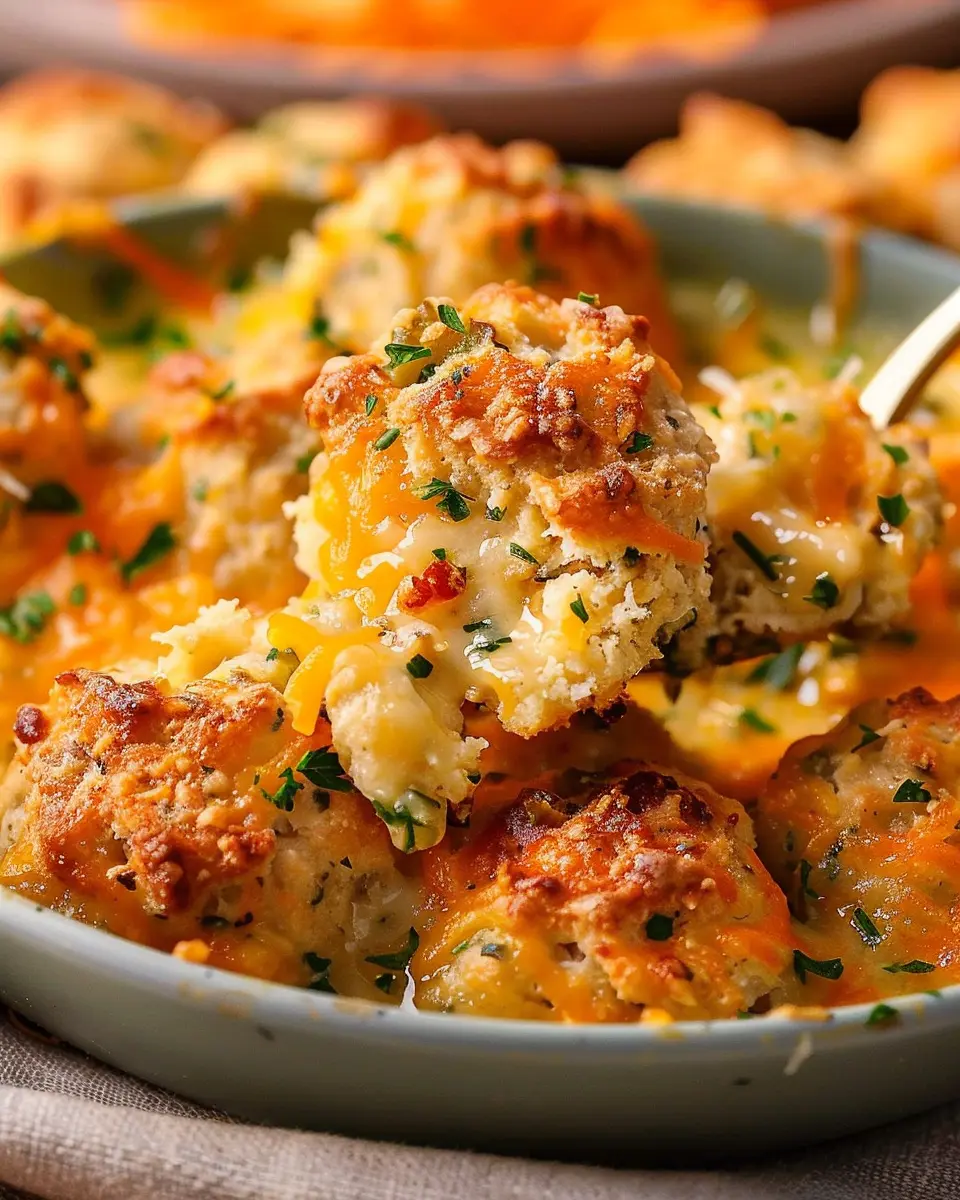 Cheddar Bay Biscuit Sausage Balls with Turkey Bacon and Chicken Ham