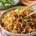Mongolian ground beef noodles