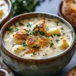 Hearty Cheddar Garlic Herb Potato Soup