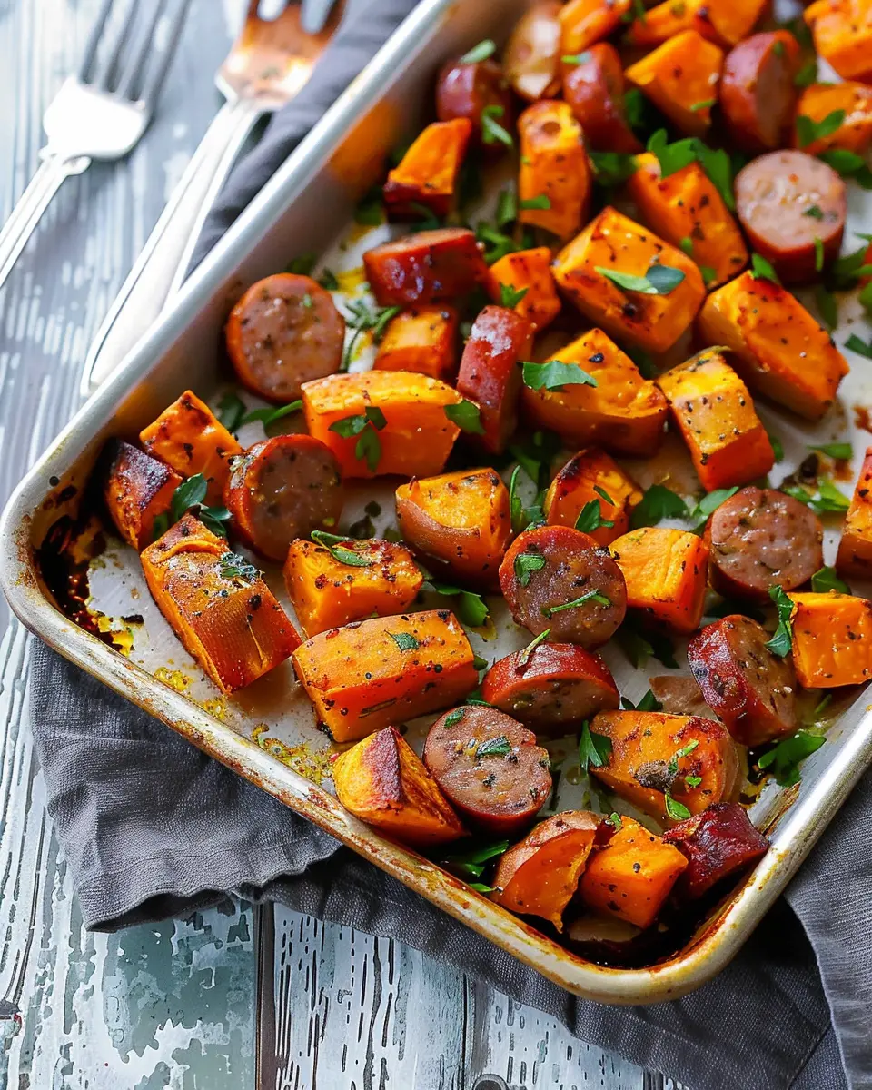 Sheet Pan Sausage and Sweet Potatoes: Easy &amp; Flavorful Dinner