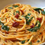 Spaghetti & Spinach with Sun-Dried Tomato Cream Sauce