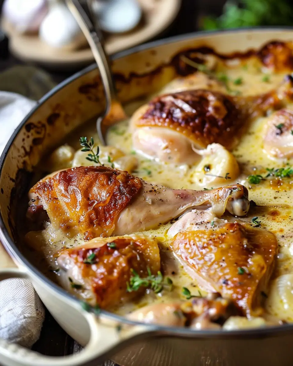 French Chicken Casserole a la Normande with Turkey Bacon Delight