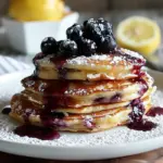 Lemon Ricotta Pancakes with Blueberry Syrup