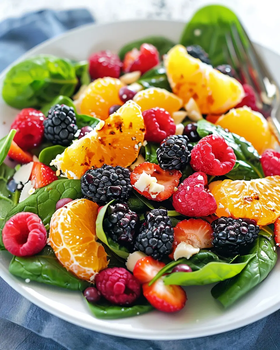 Berry Orange Spinach Salad with Citrus Balsamic Vinaigrette Bliss