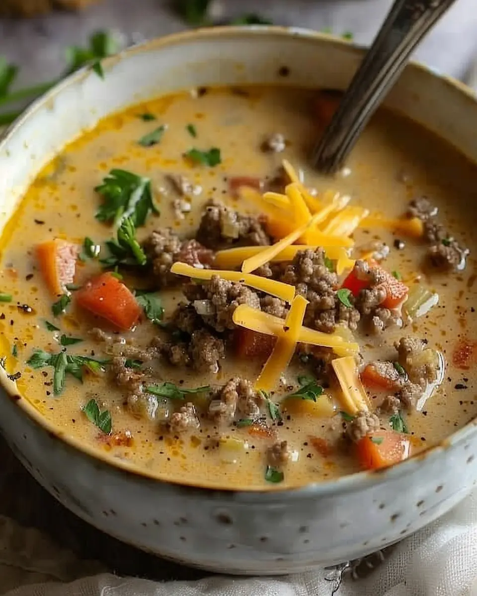 Cheeseburger Soup: Indulgent Comfort Food with Turkey Bacon