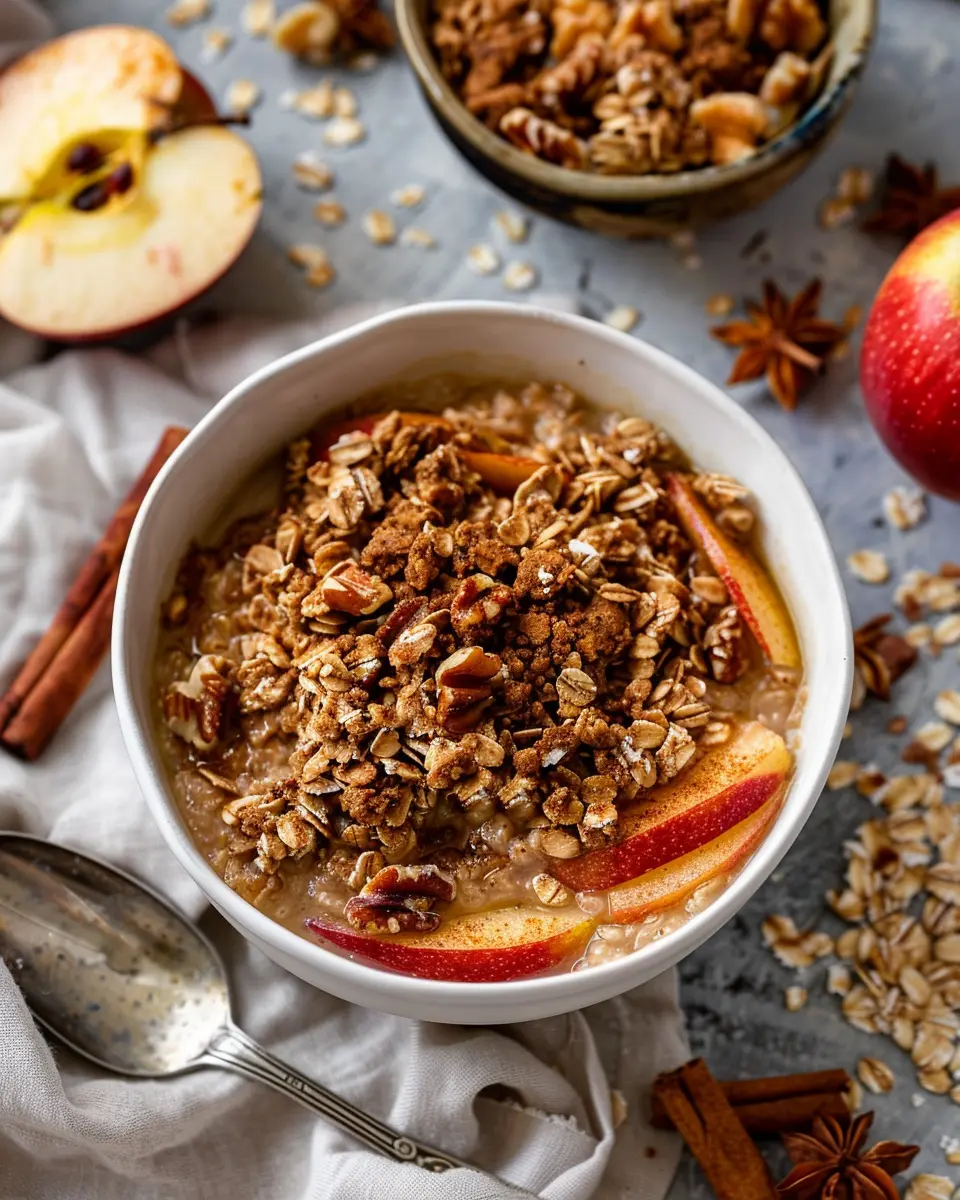 Healthy Breakfast Apple Crumble Oatmeal Bowl for a Nutritious Start