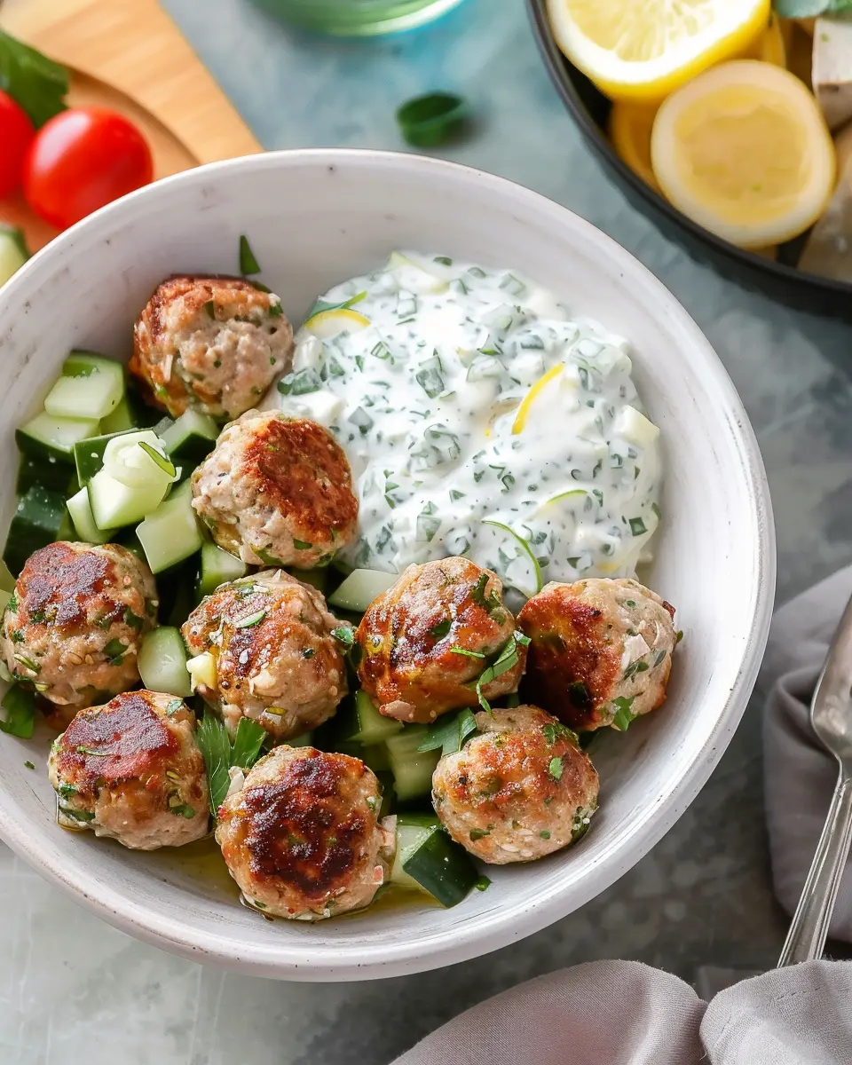 Greek Turkey Meatballs: Juicy Bites with Homemade Tzatziki