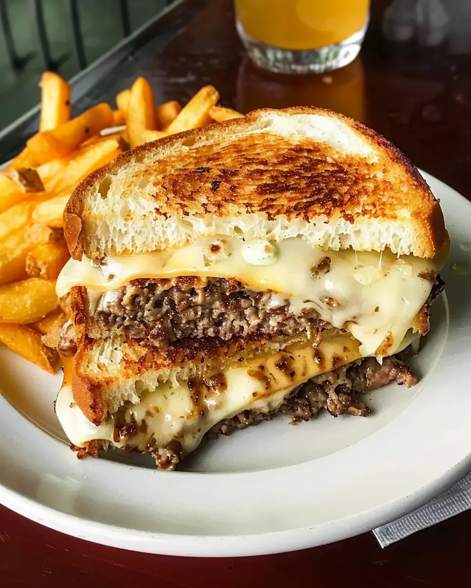 Classic Patty Melt: Indulgent Comfort with Turkey Bacon and Chicken Ham