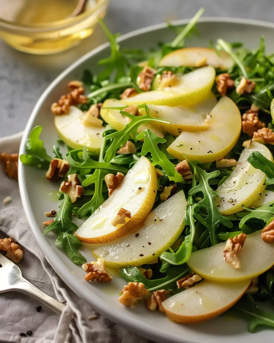 Pear Arugula Salad Recipe with Toasted Walnuts for Fresh Flavor