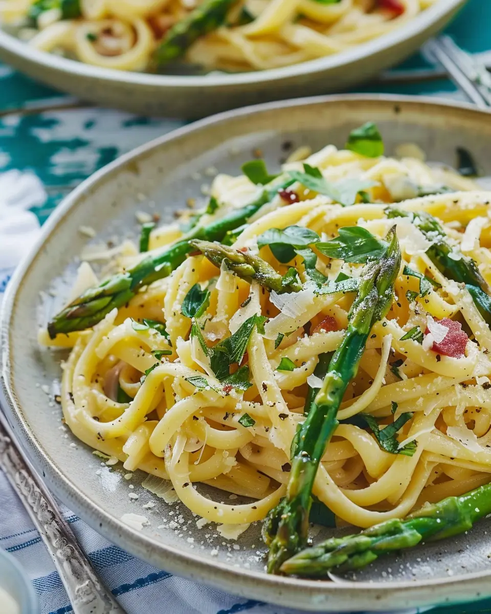 Asparagus Pasta Delight: Easy Recipe with Turkey Bacon Twist