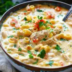 Creamy Parmesan Cajun Chicken Pasta Soup