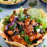 Teriyaki Chicken Wonton Taco Bowls